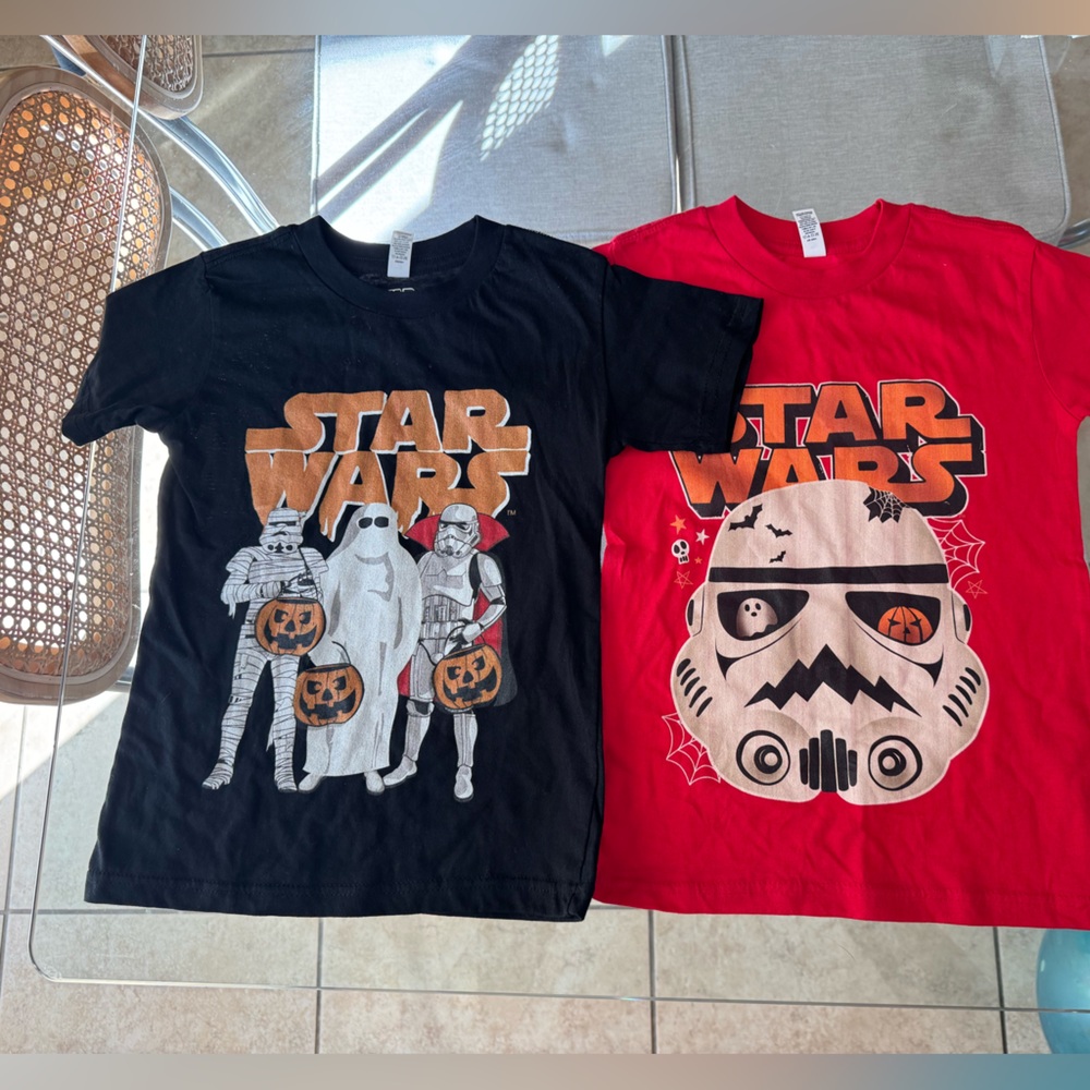 Lot 2 Star Wars Halloween Tees Youth Small Stormtrooper Graphics‎